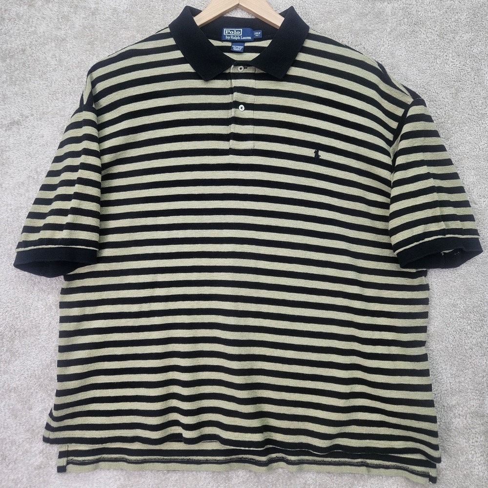 Polo Ralph Lauren Waffle Knit Polo Shirt Mens 2XLT Striped Pony Logo Cotton Prep